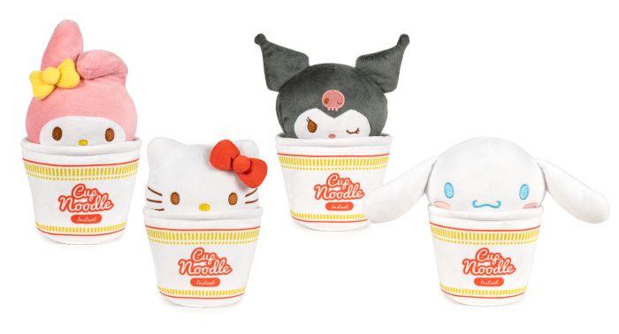 (Mis 1) HELLO KITTY & FRIENDS In Bowl di Noodles Peluche 17cm -4ass In espo da 12pz…x12…x24